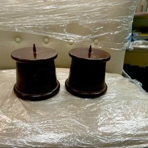 Wooden candle holder.  Color- brown